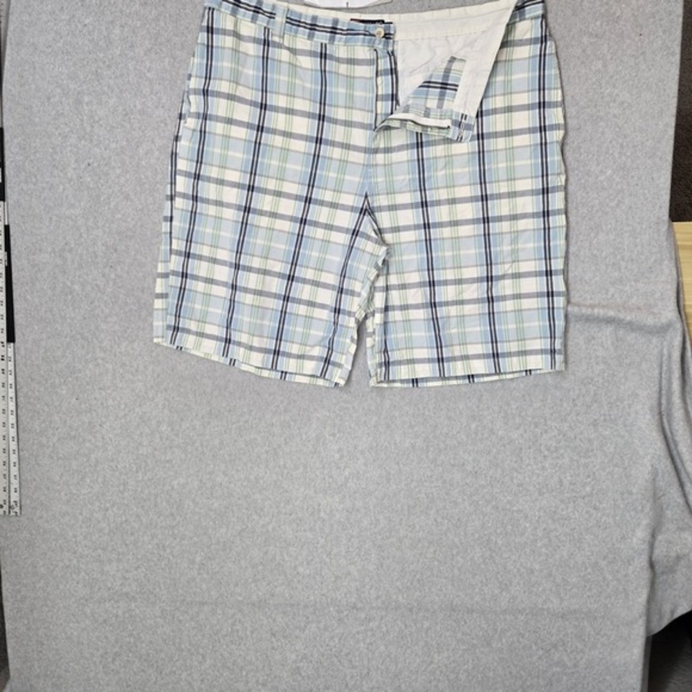 Chaps‎ Men Shorts 44 Blue Plaid Chino Casual Button 10" Inseam